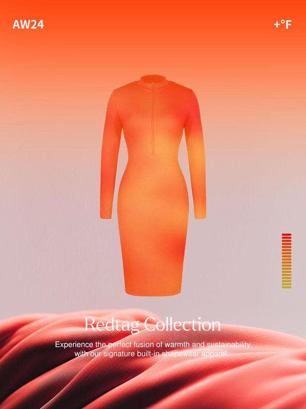 Redtag Thermal Shapewear Long Sleeve Mock Neck Midi Dress