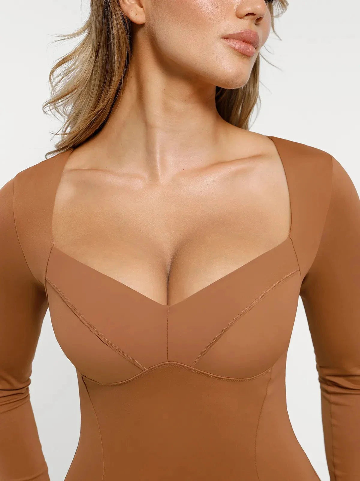 Redtag Thermal Shapewear Long Sleeve Sweetheart Mini Dress