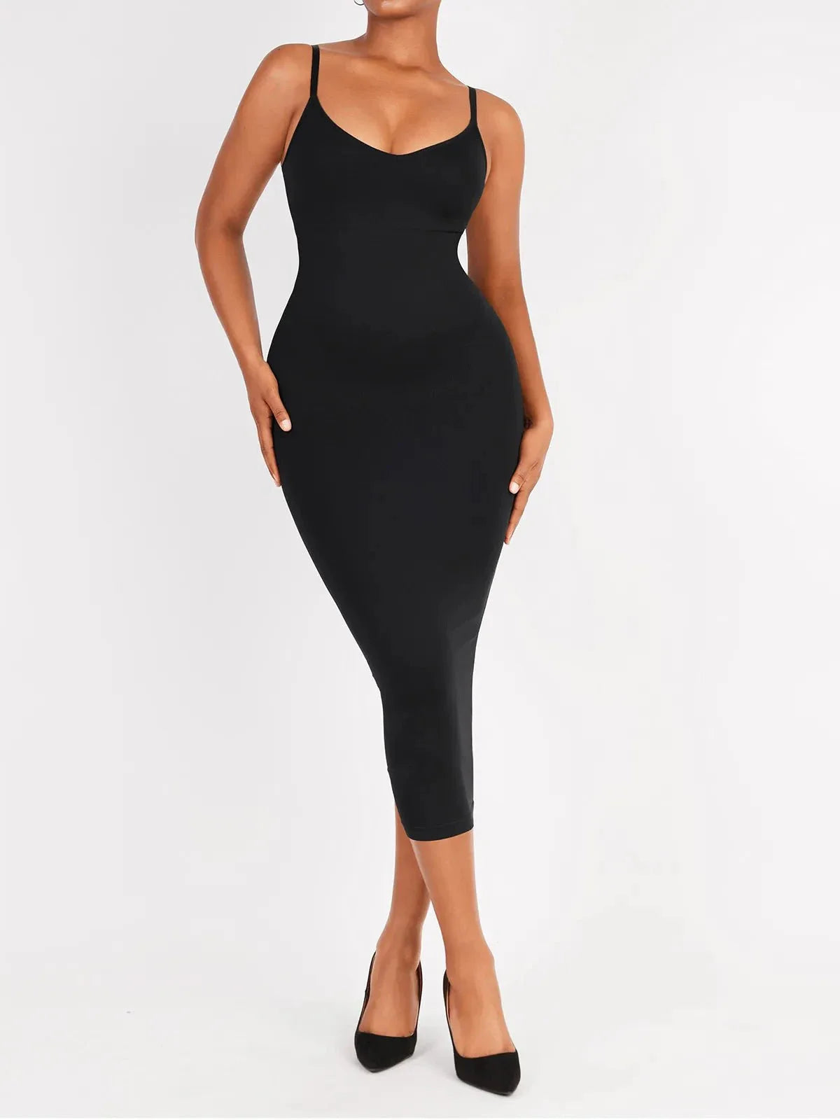 Shaper Eco-Friendly Spaghetti Strap V-Neck Seamless Dress
