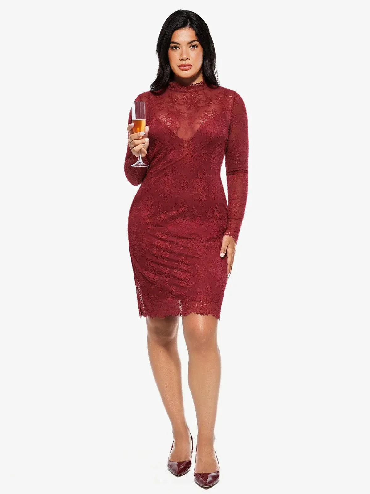 Shapewear 2-in-1 Lace Overlay Sculpting Dress
