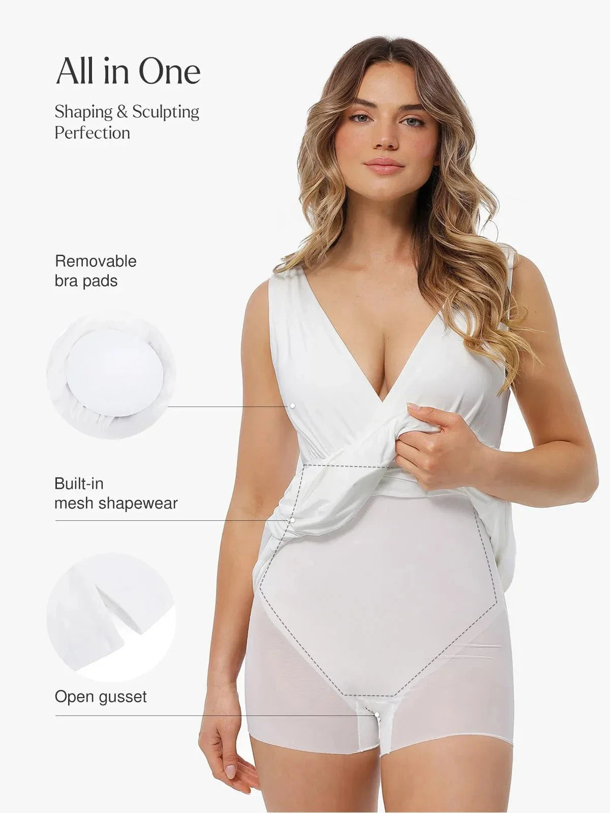 Shapewear Deep V-Neck Front Slit Goddess Maxi Dress