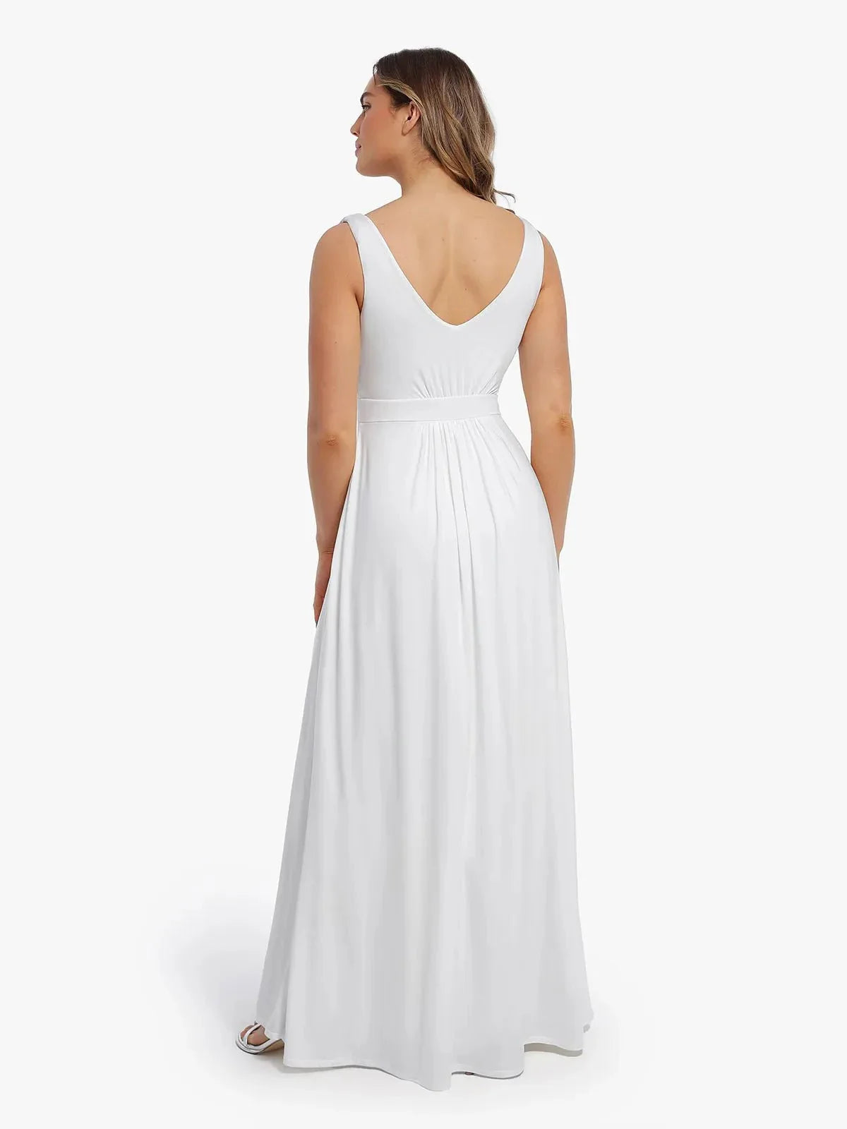 Shapewear Deep V-Neck Front Slit Goddess Maxi Dress