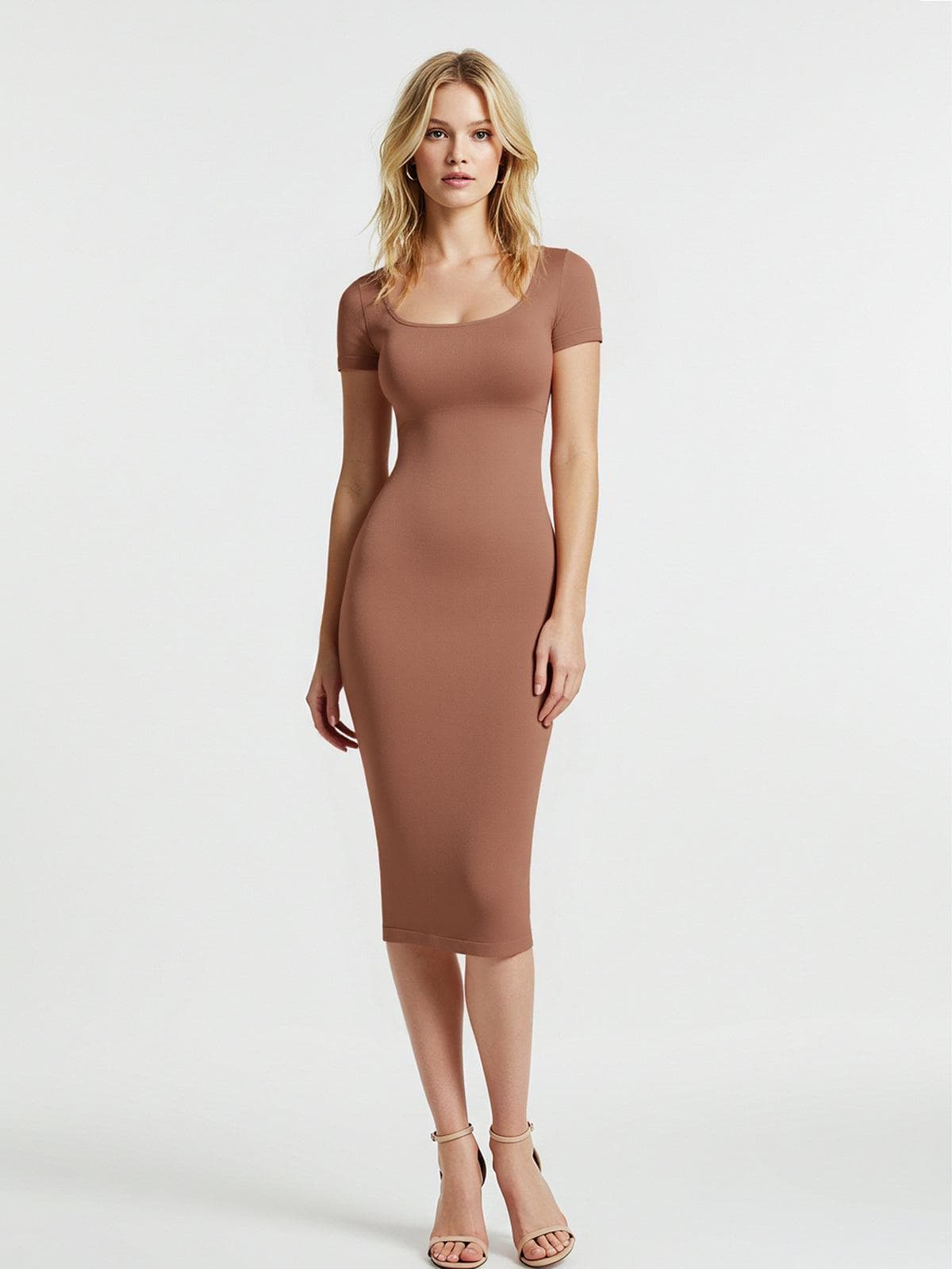 Shapewear Eco-Friendly Back Slit Midi Seamless Dress