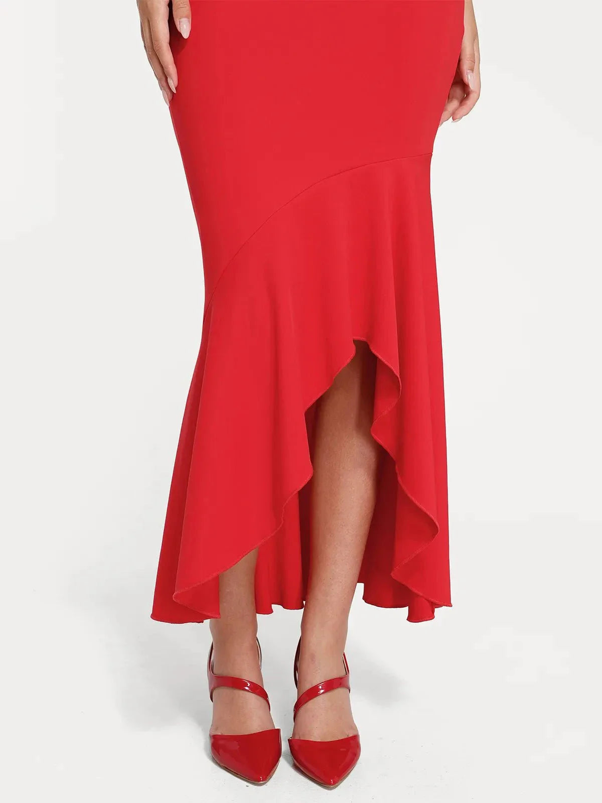 Shapewear Long Sleeve Lace Trim Sculpting Mermaid Maxi Dress