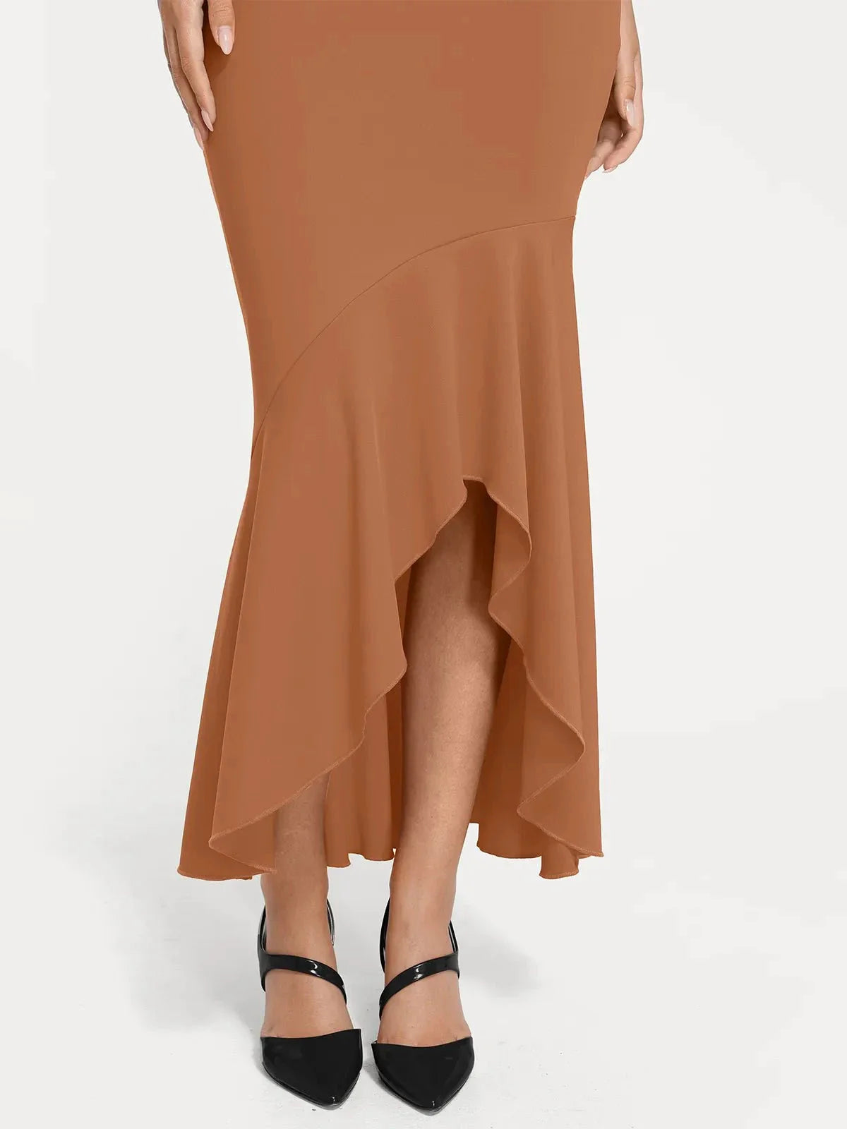 Shapewear Long Sleeve Lace Trim Sculpting Mermaid Maxi Dress