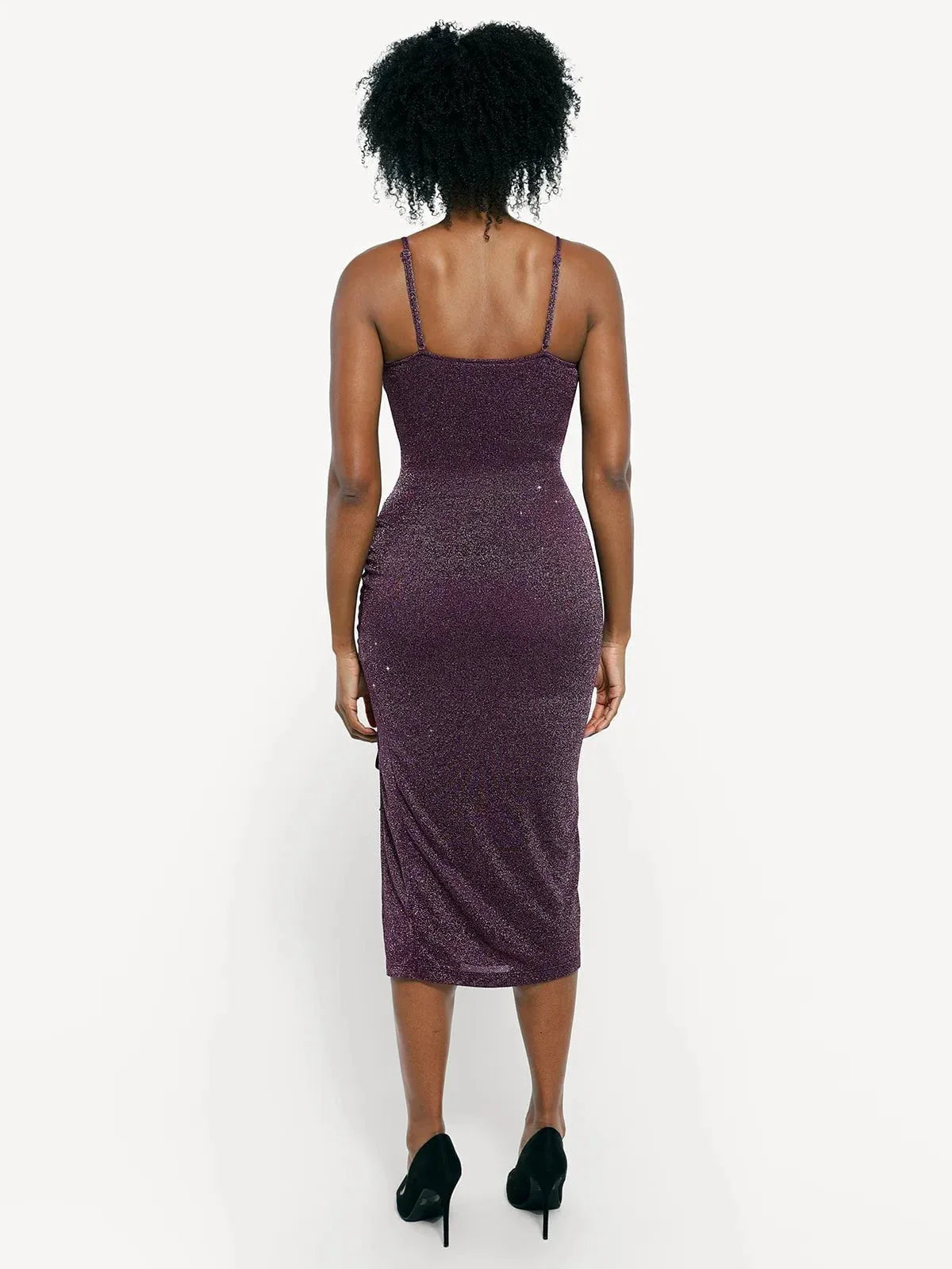 Shapewear Metallic Knit Bodycon Sculpting Midi Slip Dress