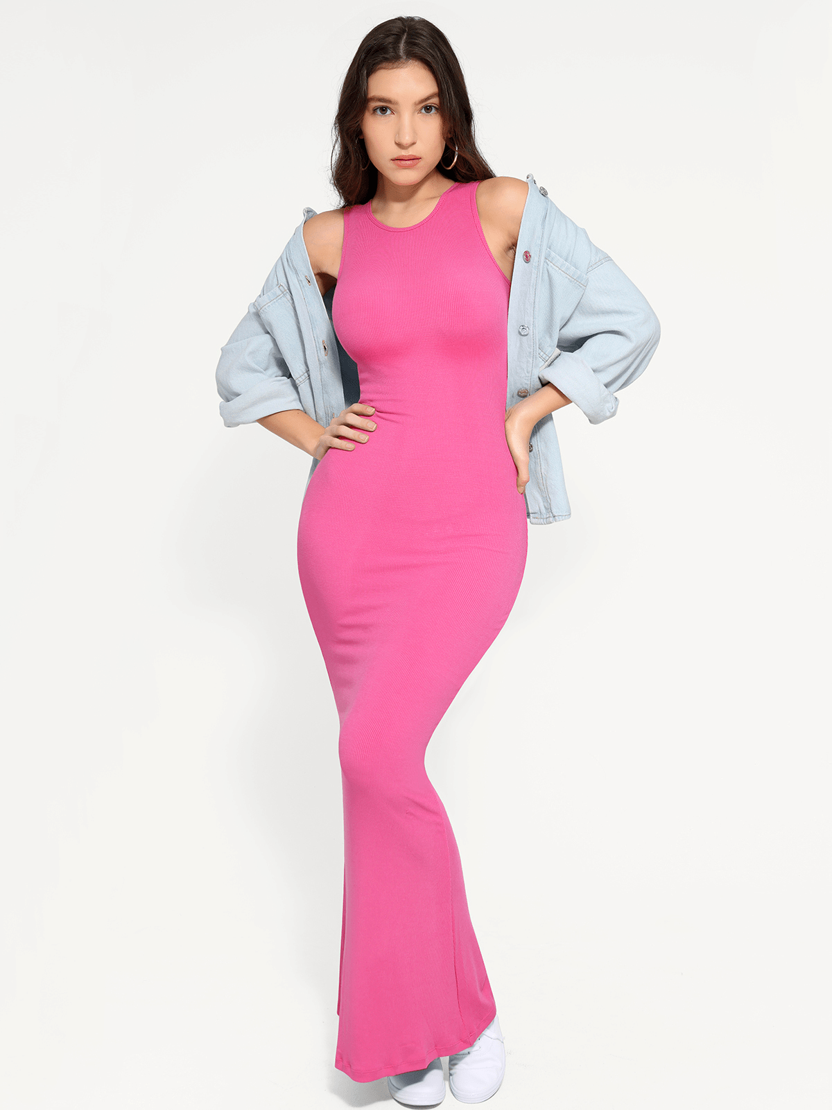 Shapewear Modal Sleeveless Crew Neck Slimming Maxi Dress
