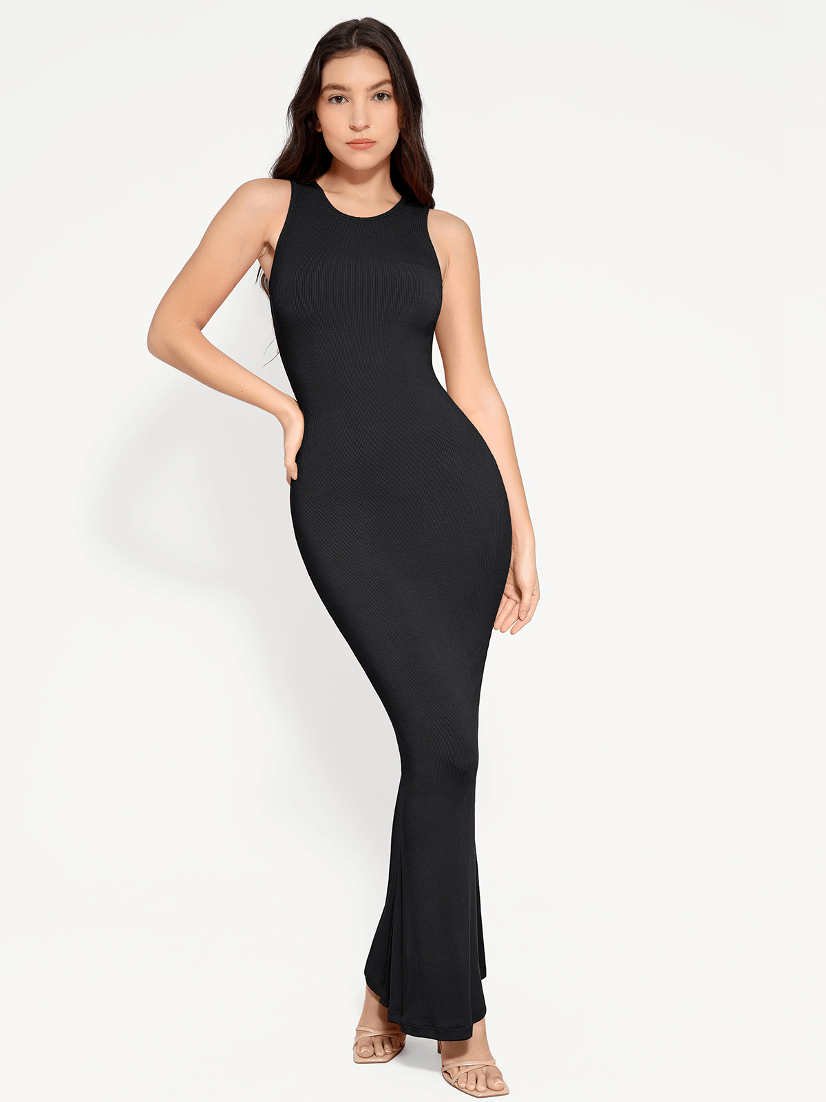 Shapewear Modal Sleeveless Crew Neck Slimming Maxi Dress