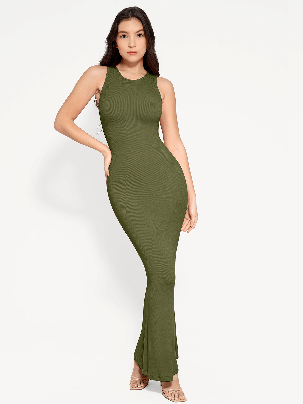 Shapewear Modal Sleeveless Crew Neck Slimming Maxi Dress