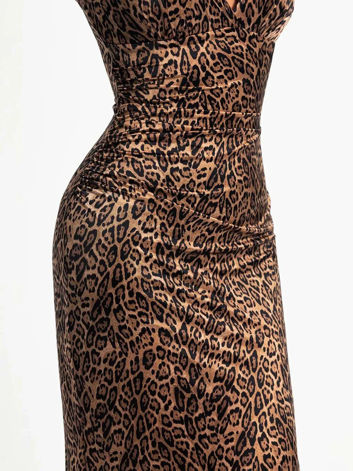 Shapewear Satin Deep-V Front Slit Maxi Dress