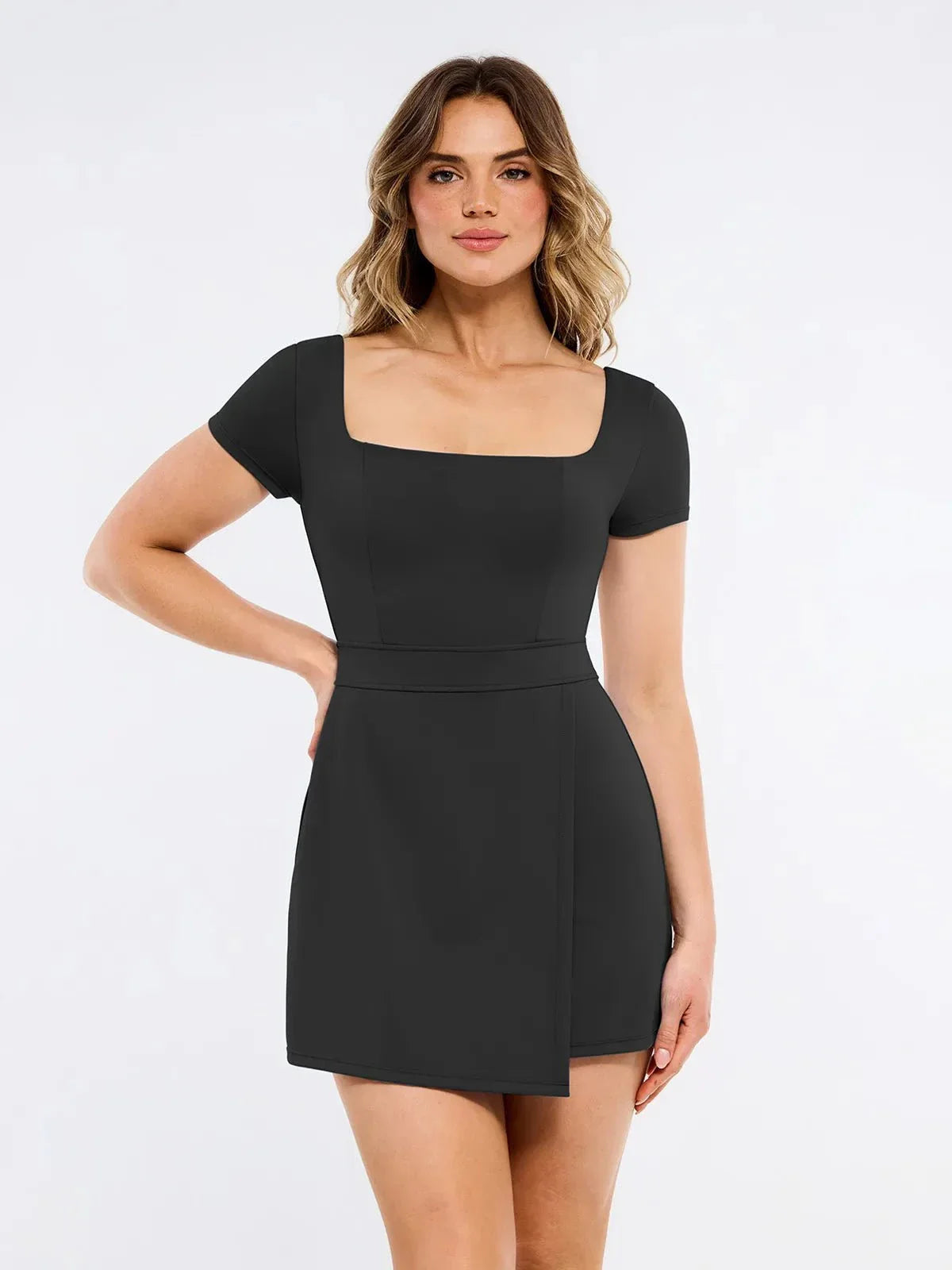 Shapewear Square Neck Sculpting A-Line Mini Dress