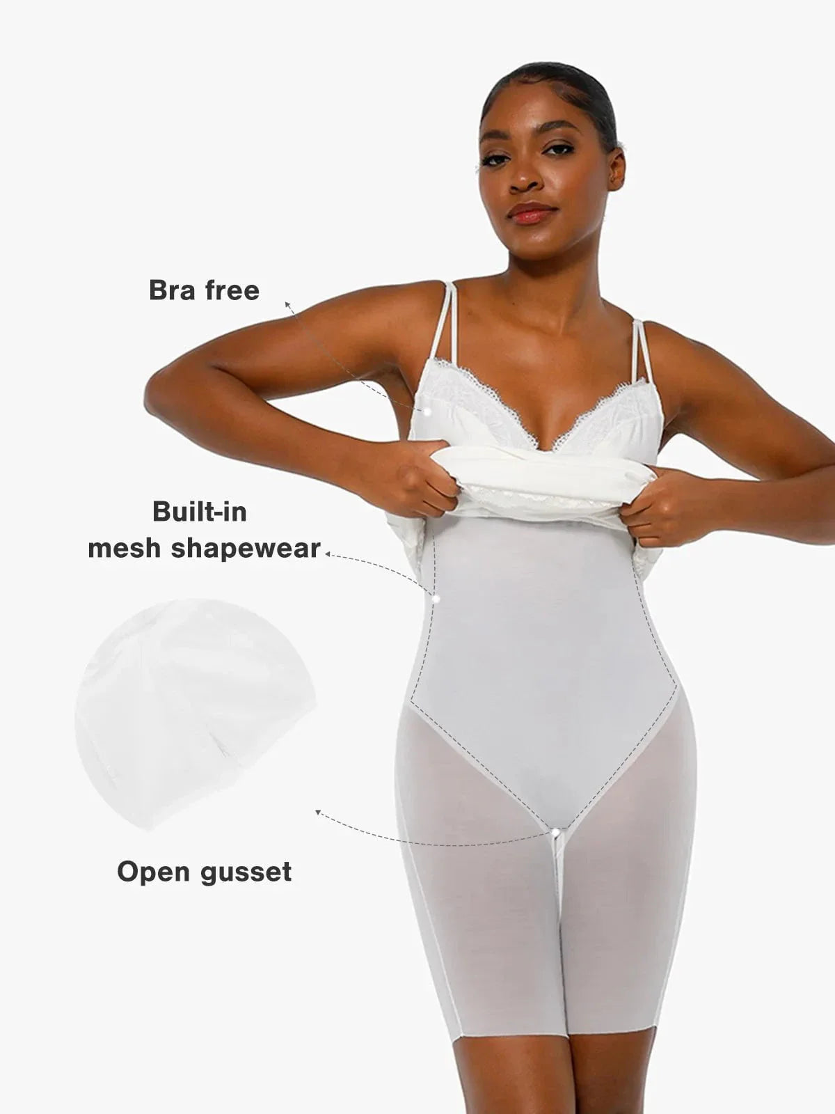 Shapewear Tummy Control Lace Inset Midi Dress