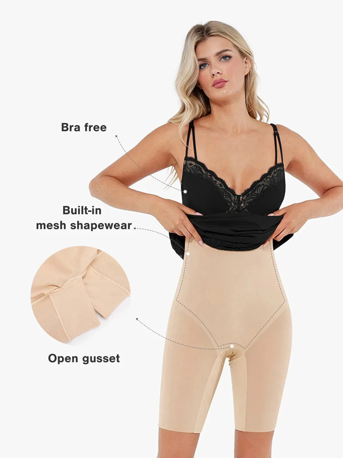 Shapewear Tummy Control Lace Inset Midi Dress