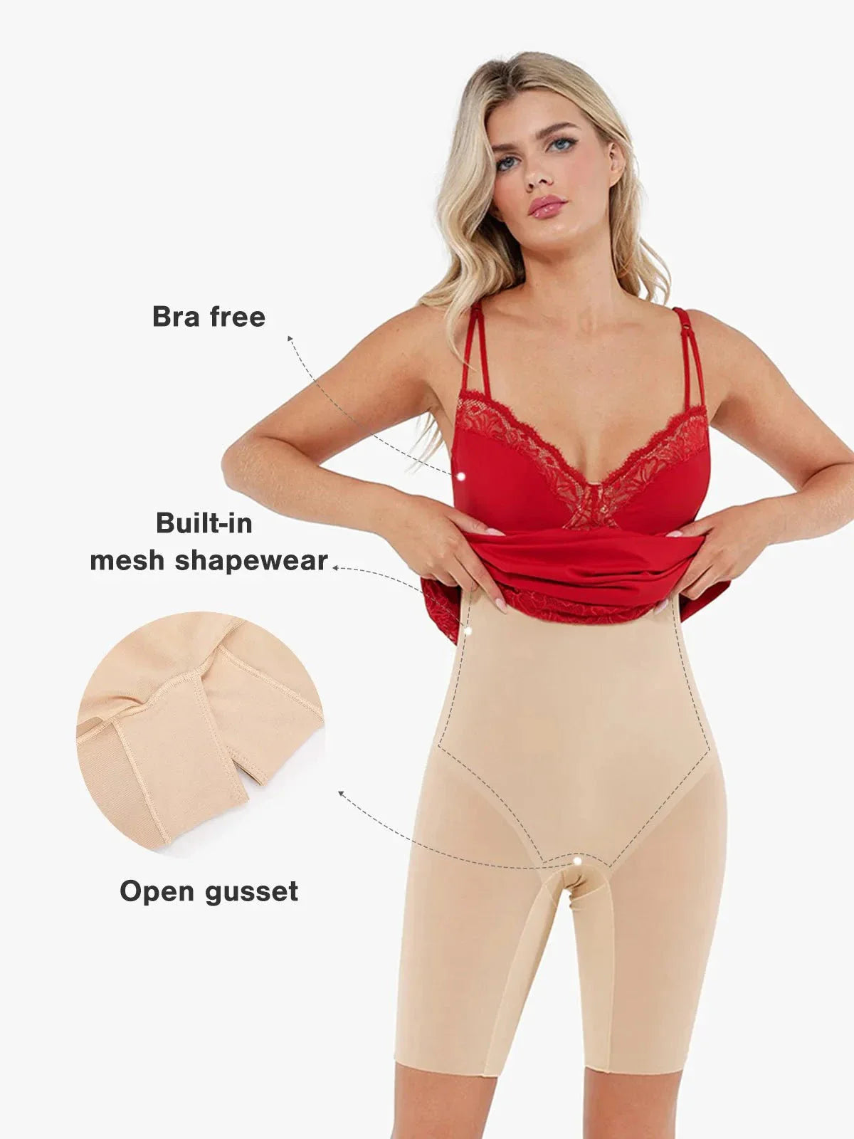 Shapewear Tummy Control Lace Inset Midi Dress