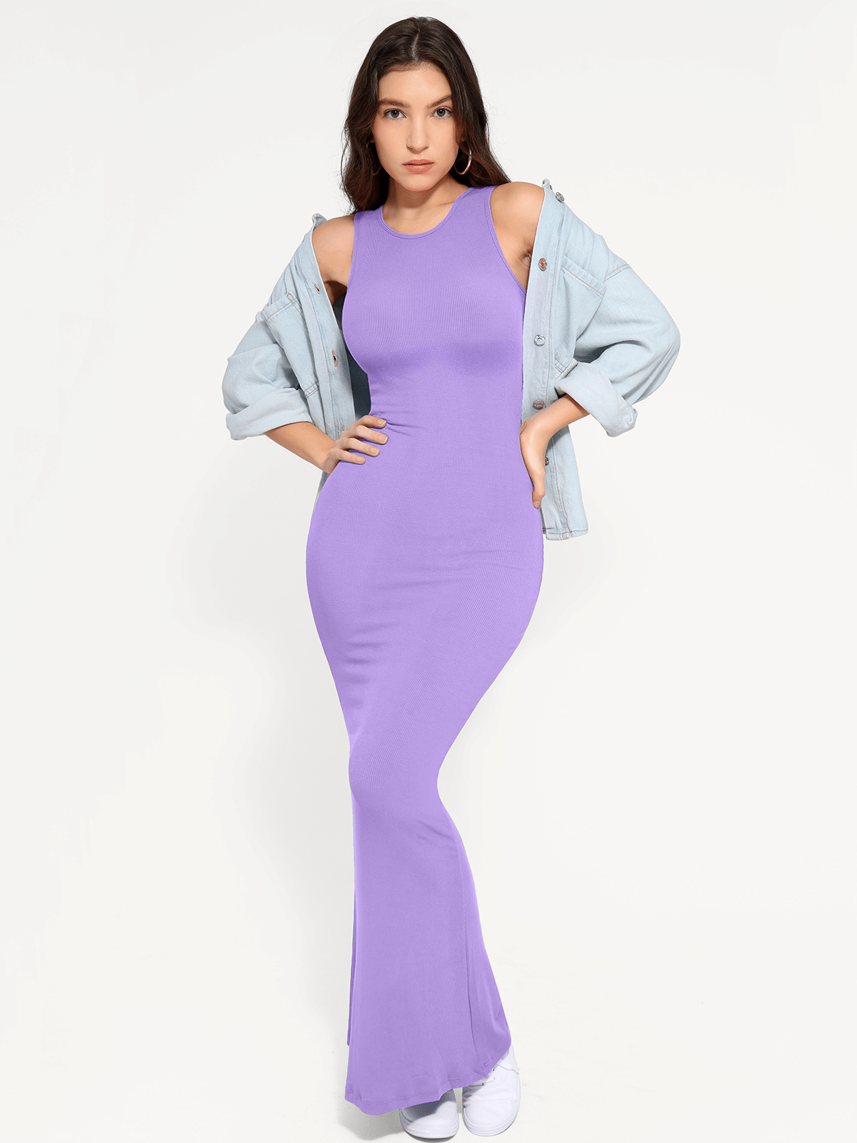 Shapewear Modal Sleeveless Crew Neck Slimming Maxi Dress