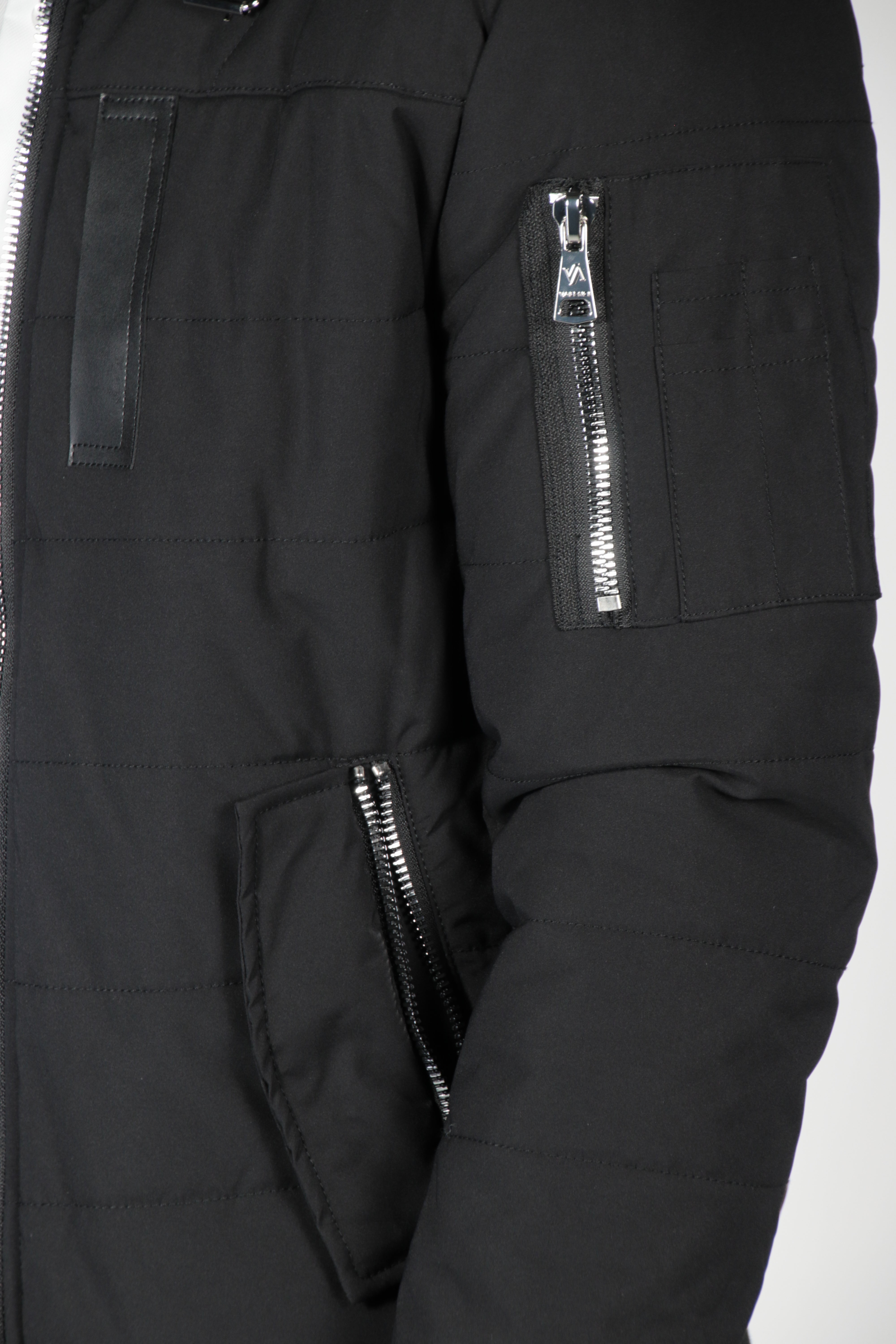 Black bomber jacket with black collar