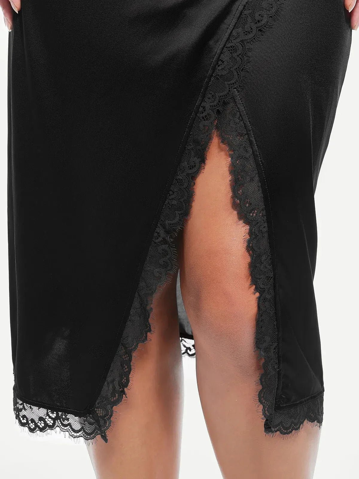 Lace Trim Sculpting Floral-Print Midi Dress