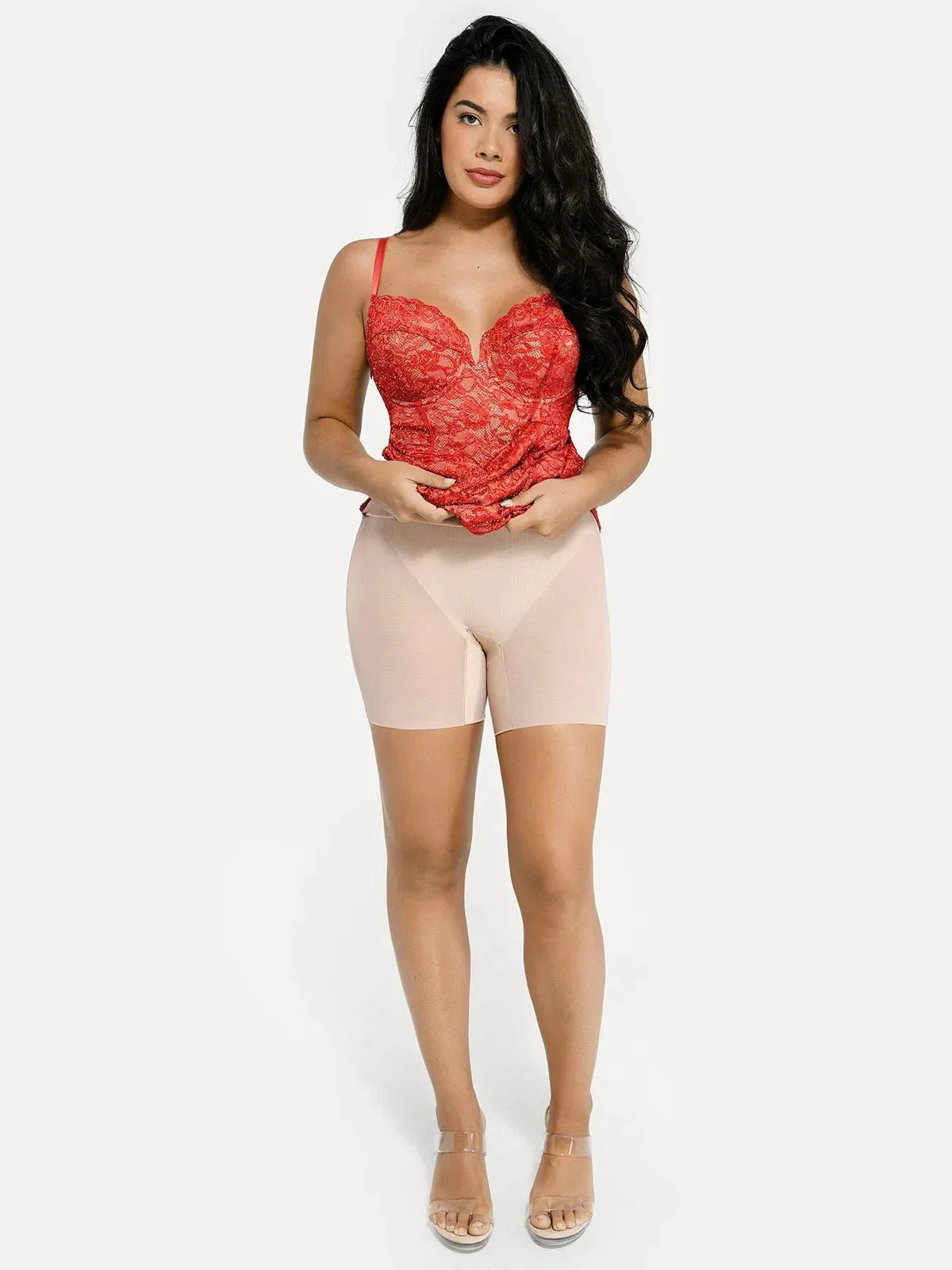 Shapewear All-Lace Hourglass Corset Side Slit Midi Dress
