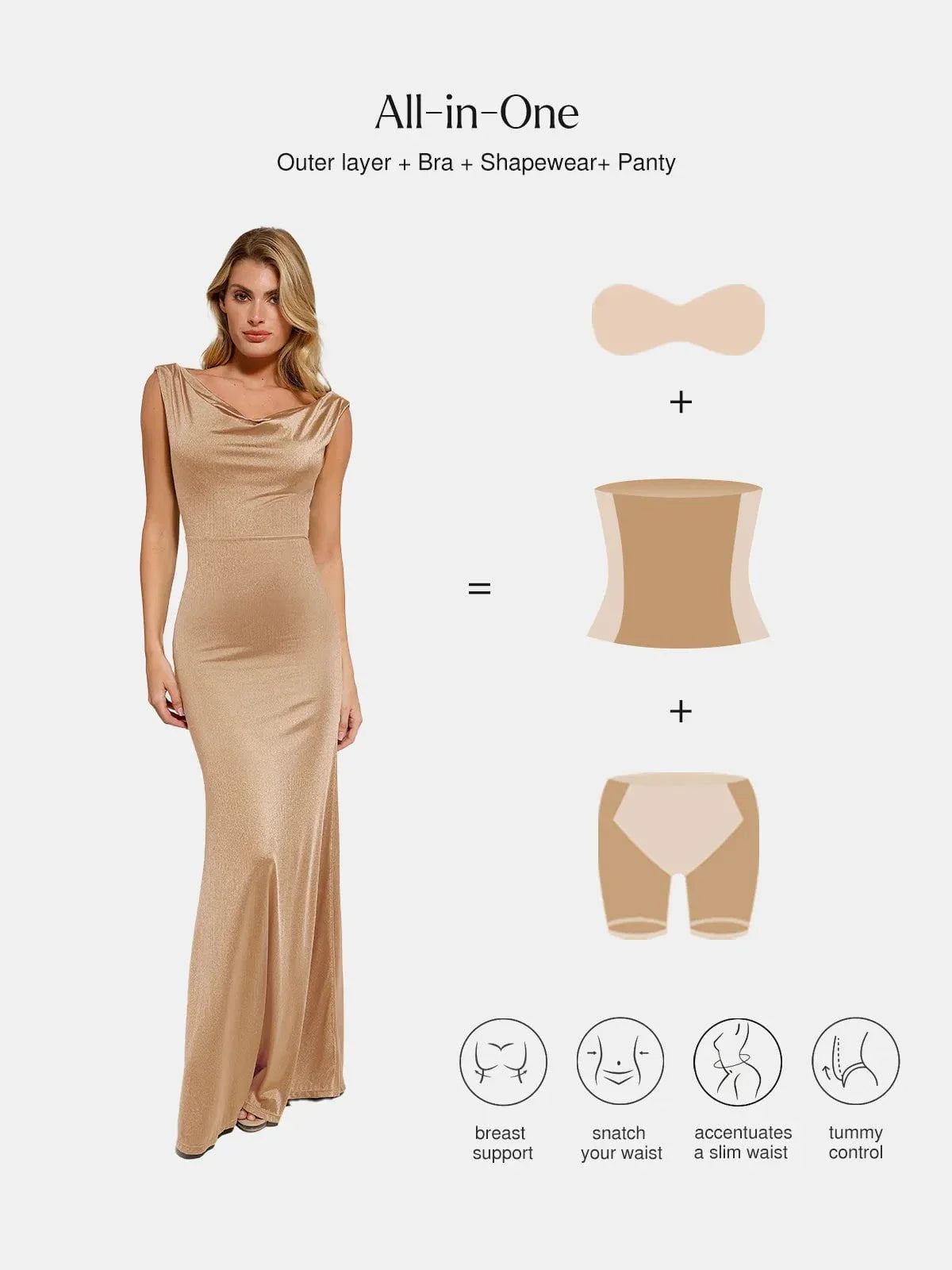 Shapewear Convertible Shine Sculpting Mermaid Dress