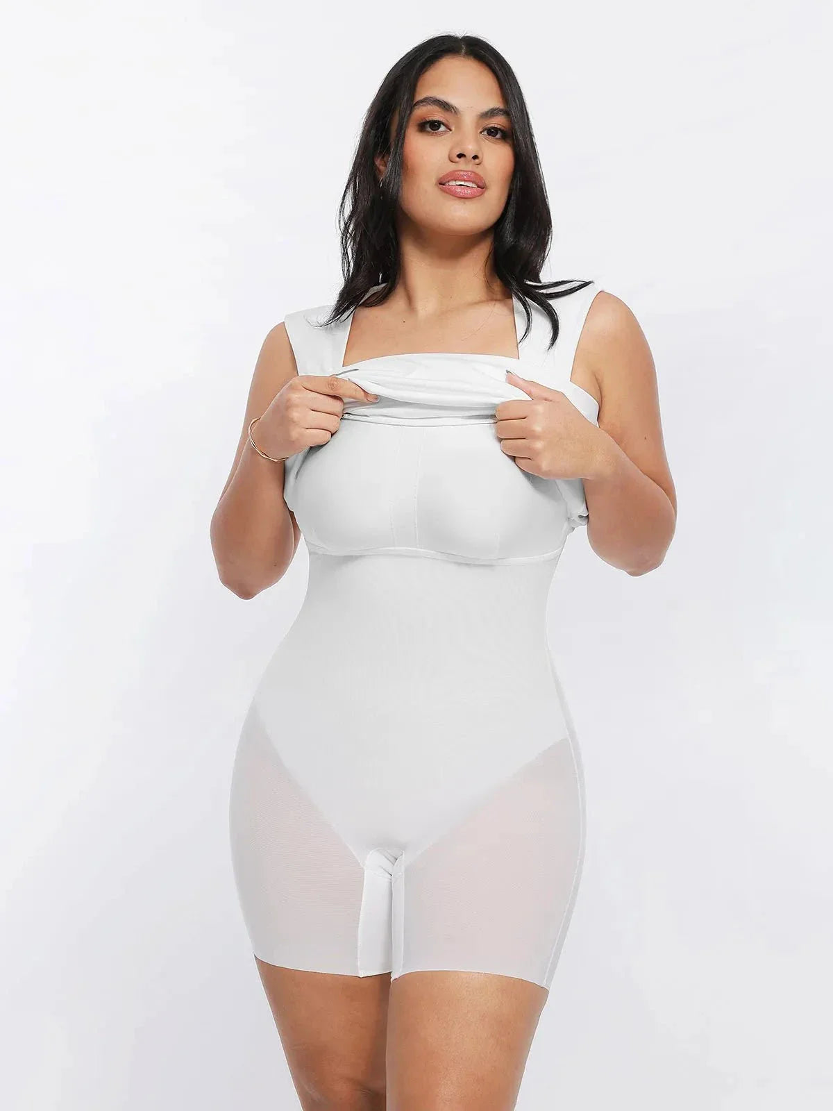 Shapewear Cut-in Square Neck Sculpting Midi Dress