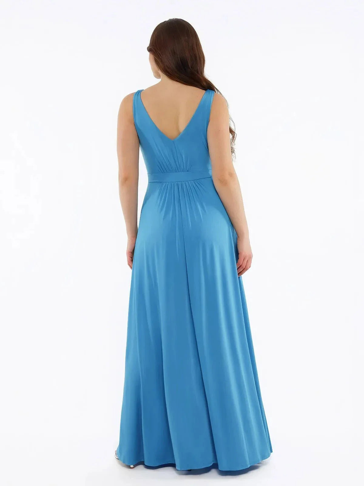 Shapewear Deep V-Neck Front Slit Goddess Maxi Dress