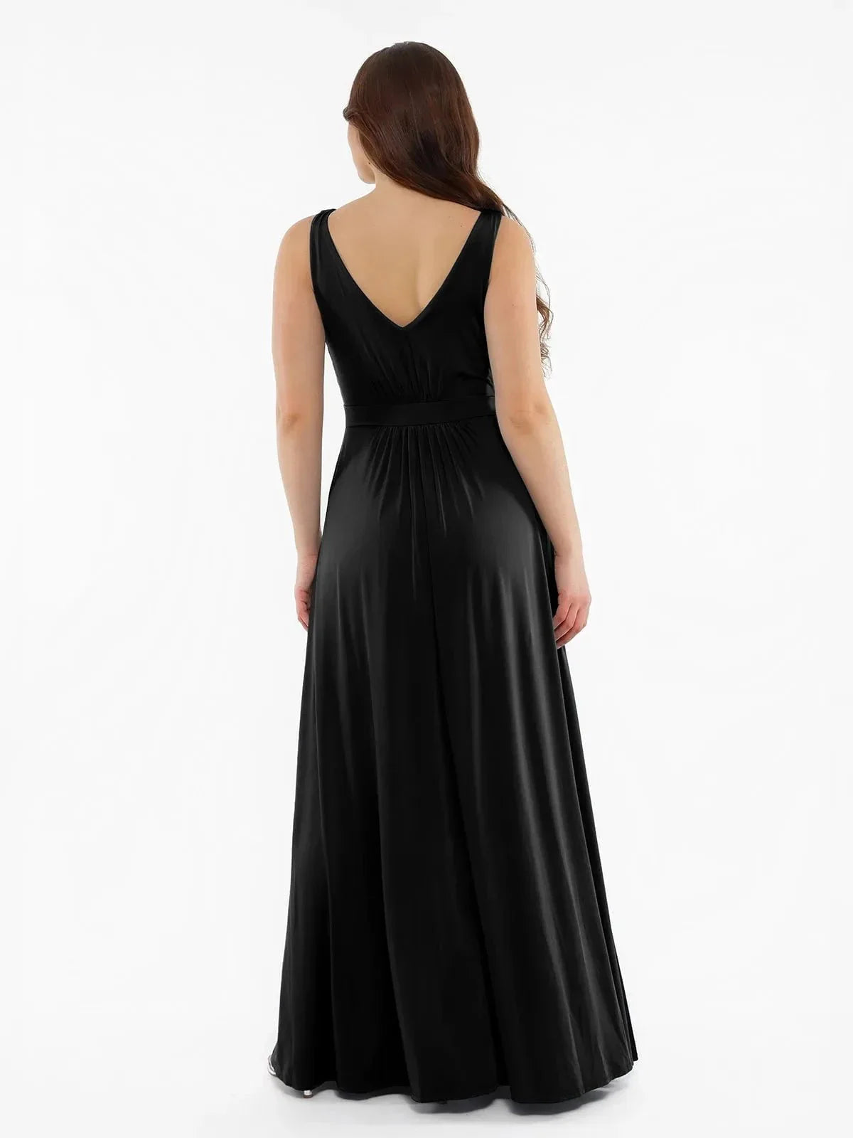 Shapewear Deep V-Neck Front Slit Goddess Maxi Dress