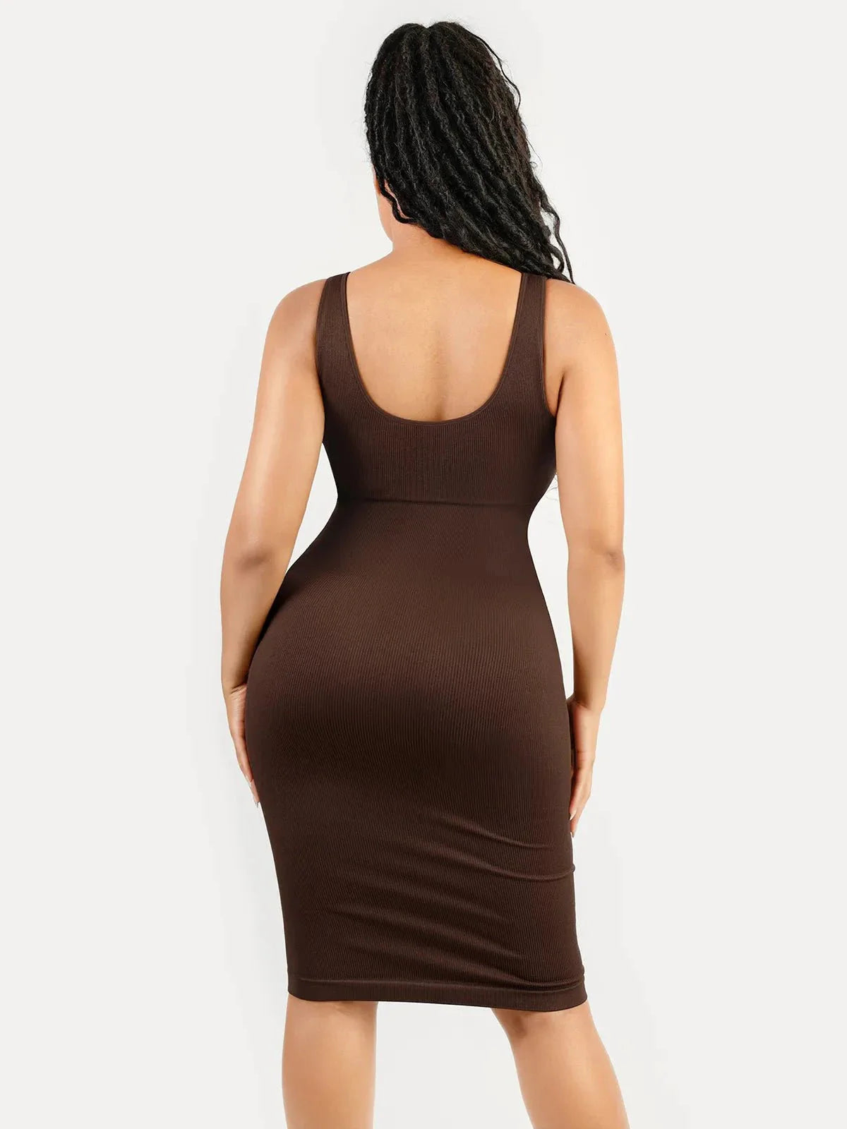 Shapewear Deep V-Neck Tummy Control Midi Dress