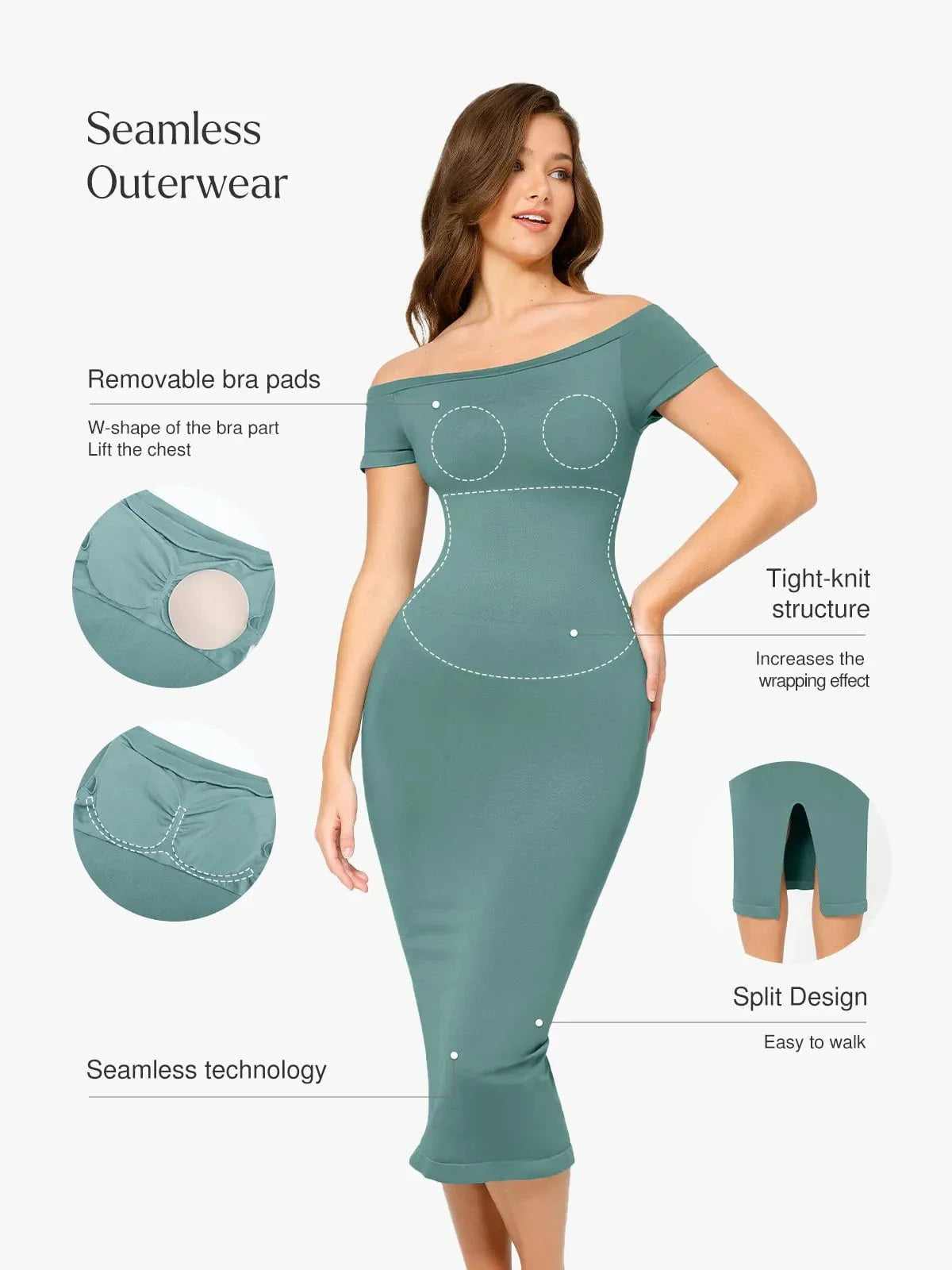Shapewear Eco-Friendly Sculpting Seamless Midi Dress Set