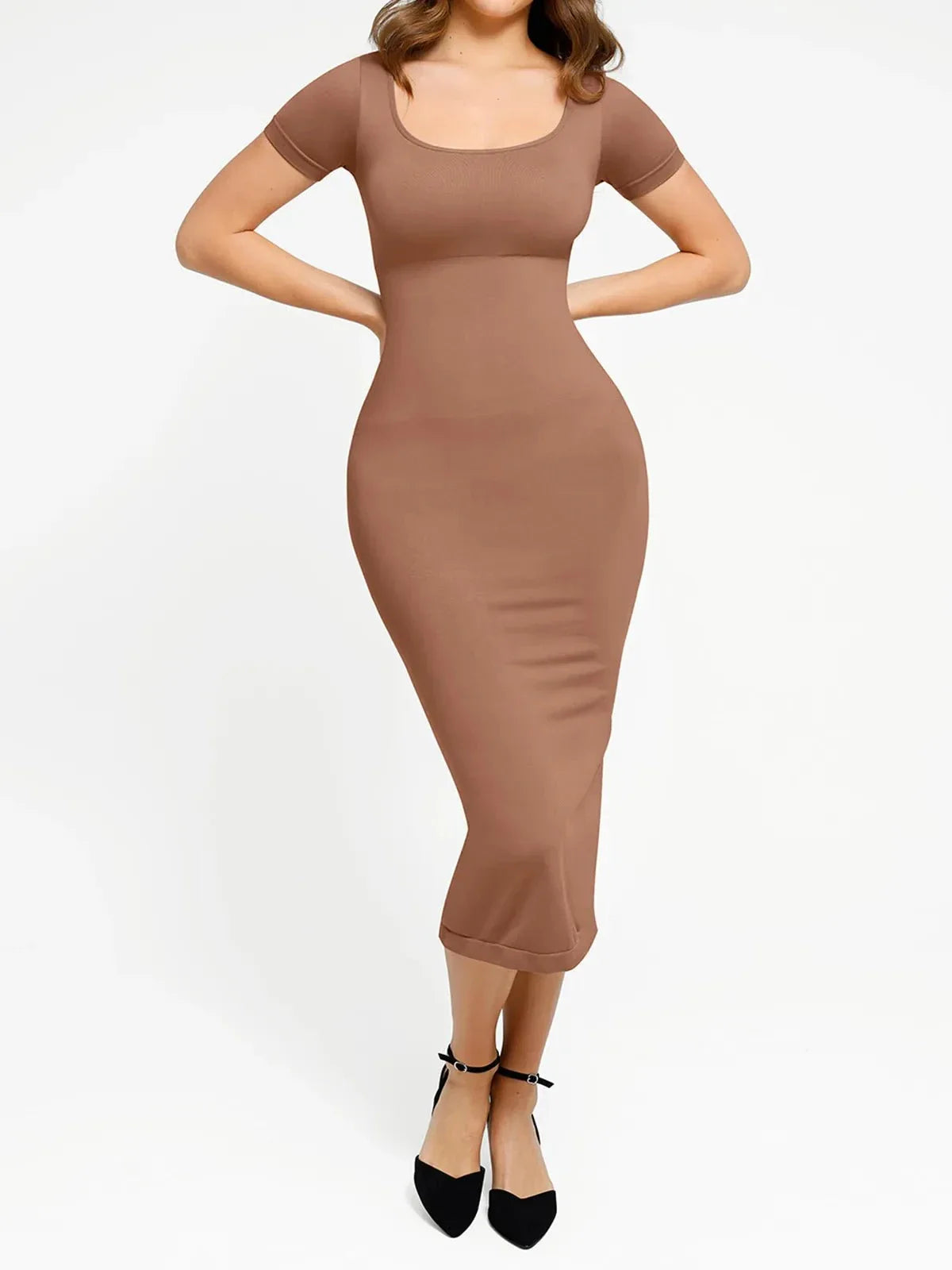 Shapewear Eco-Friendly Back Slit Midi Seamless Dress