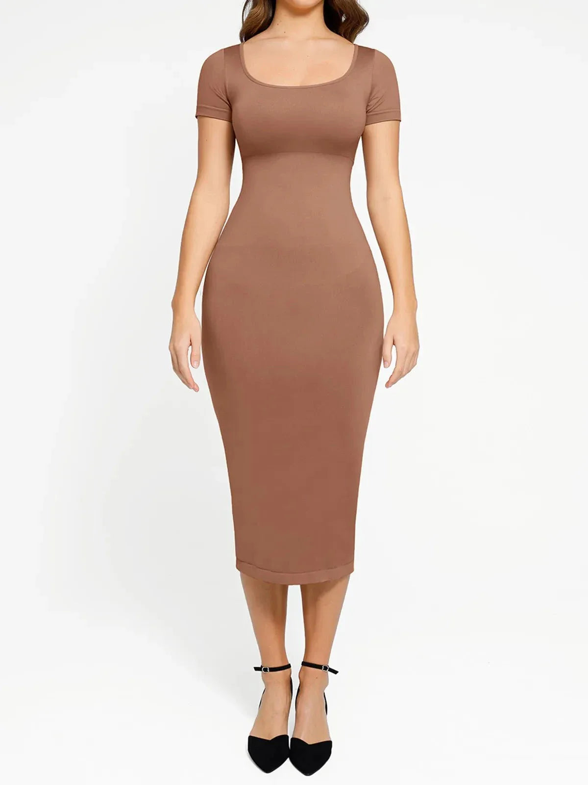 Shapewear Eco-Friendly Back Slit Midi Seamless Dress