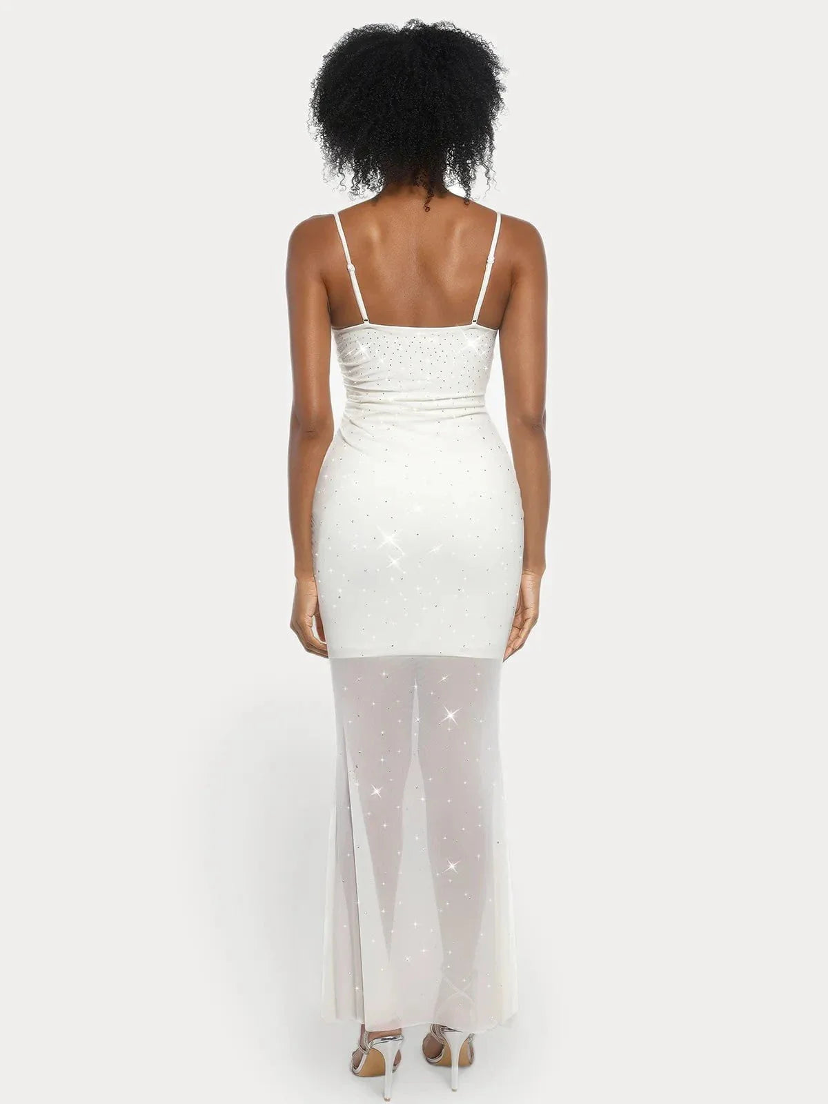 Shapewear Heat-Set Crystal Mesh Slimming Maxi Slip Dress