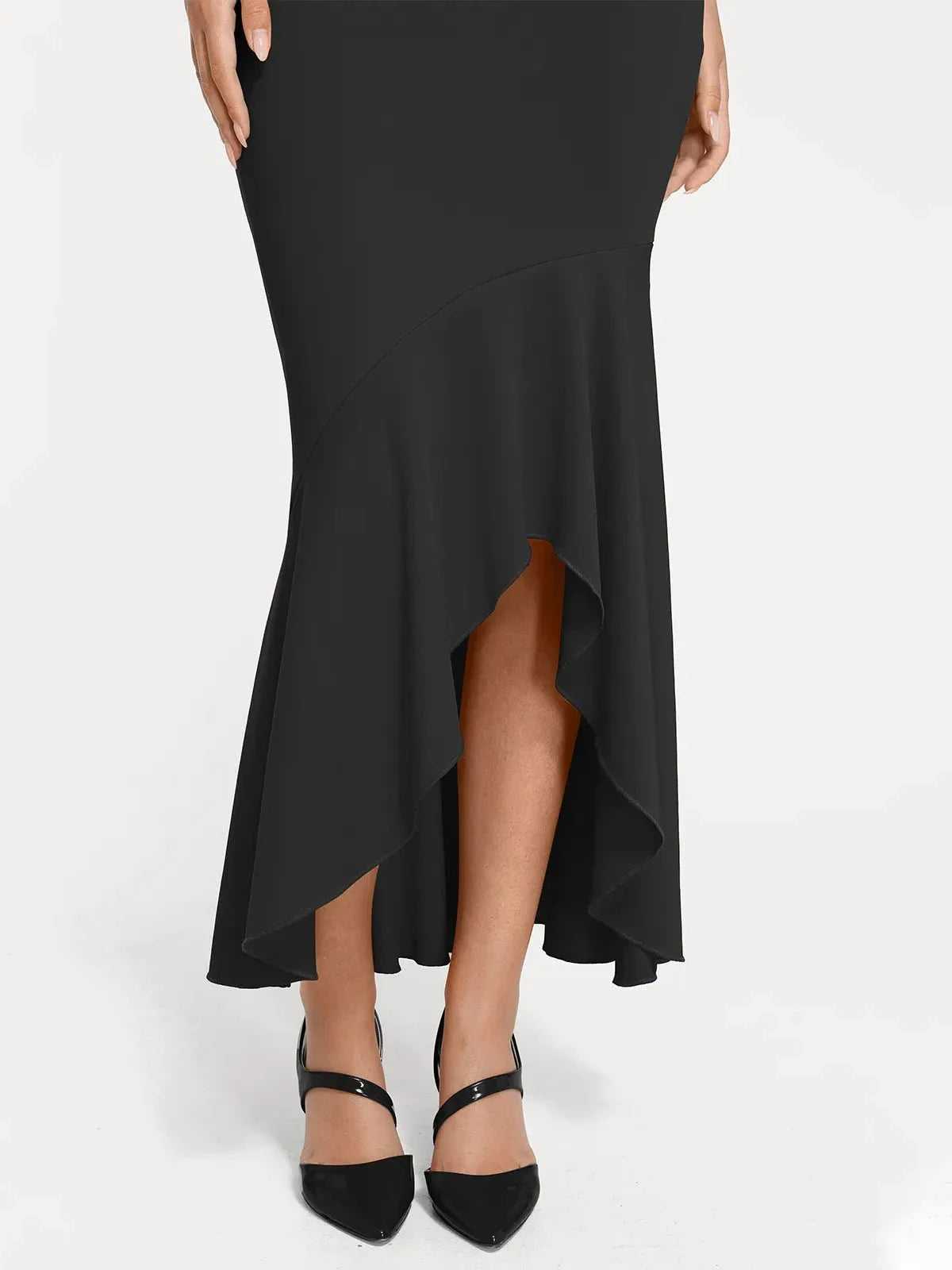 Shapewear Long Sleeve Lace Trim Sculpting Mermaid Maxi Dress