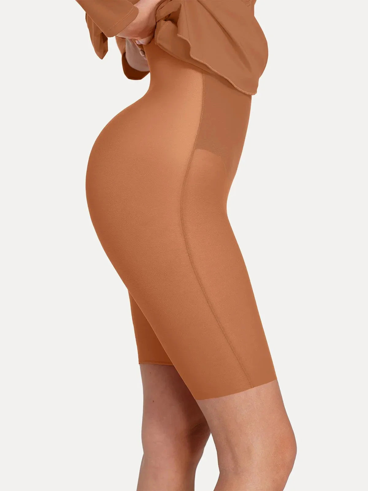 Shapewear Long Sleeve Lace Trim Sculpting Mermaid Maxi Dress