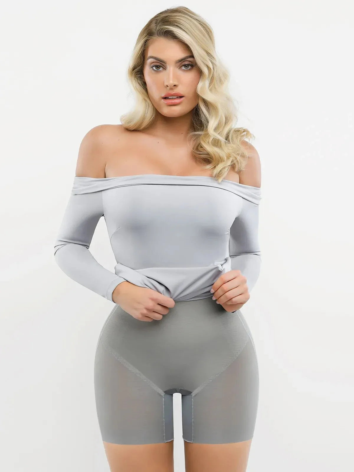 Shapewear Long Sleeve Off-the-Shoulder Bodycon Mini Dress