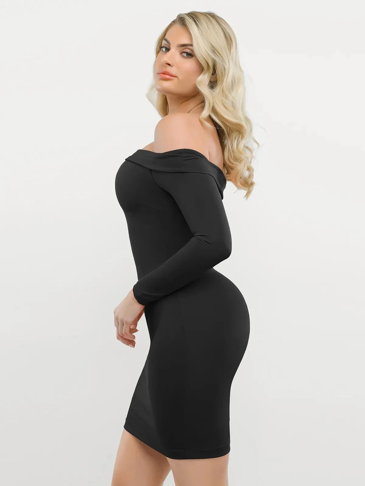 Shapewear Long Sleeve Off-the-Shoulder Bodycon Mini Dress