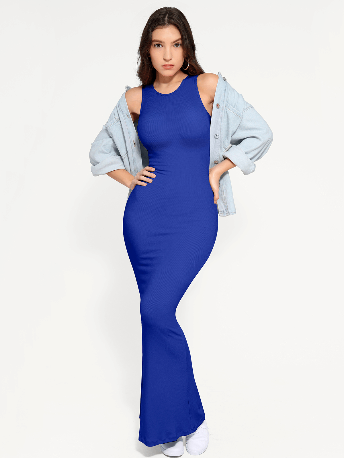 Shapewear Modal Sleeveless Crew Neck Slimming Maxi Dress