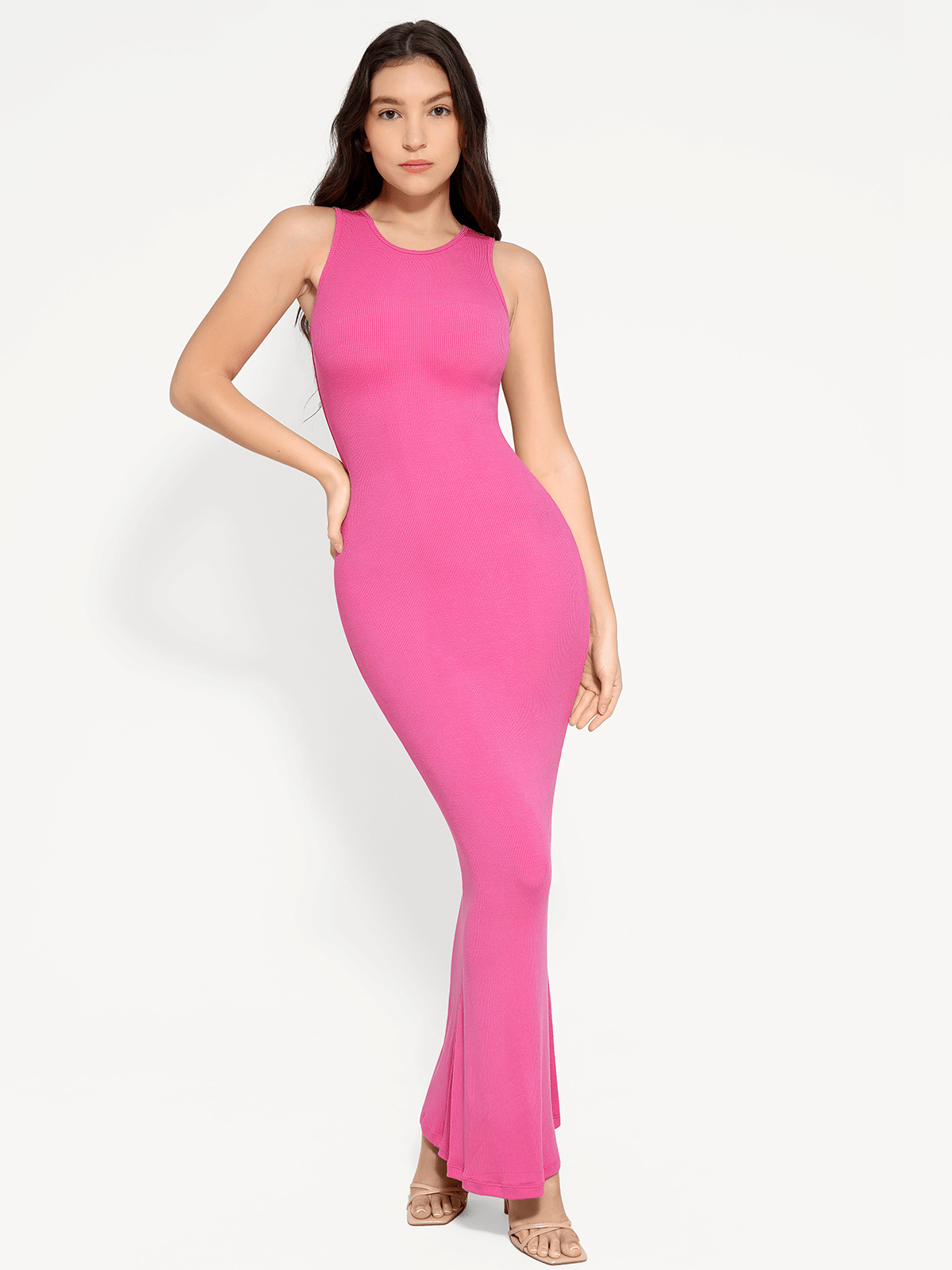 Shapewear Modal Sleeveless Crew Neck Slimming Maxi Dress