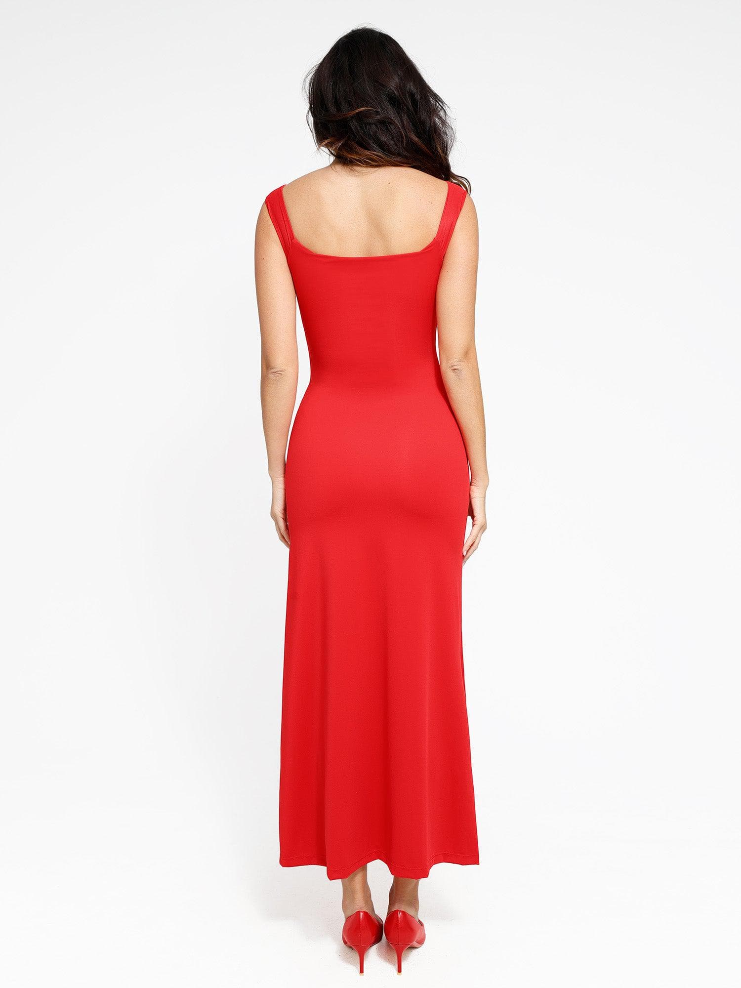 Shapewear Off-the-Shoulder Side Slit Slimming Maxi Dress