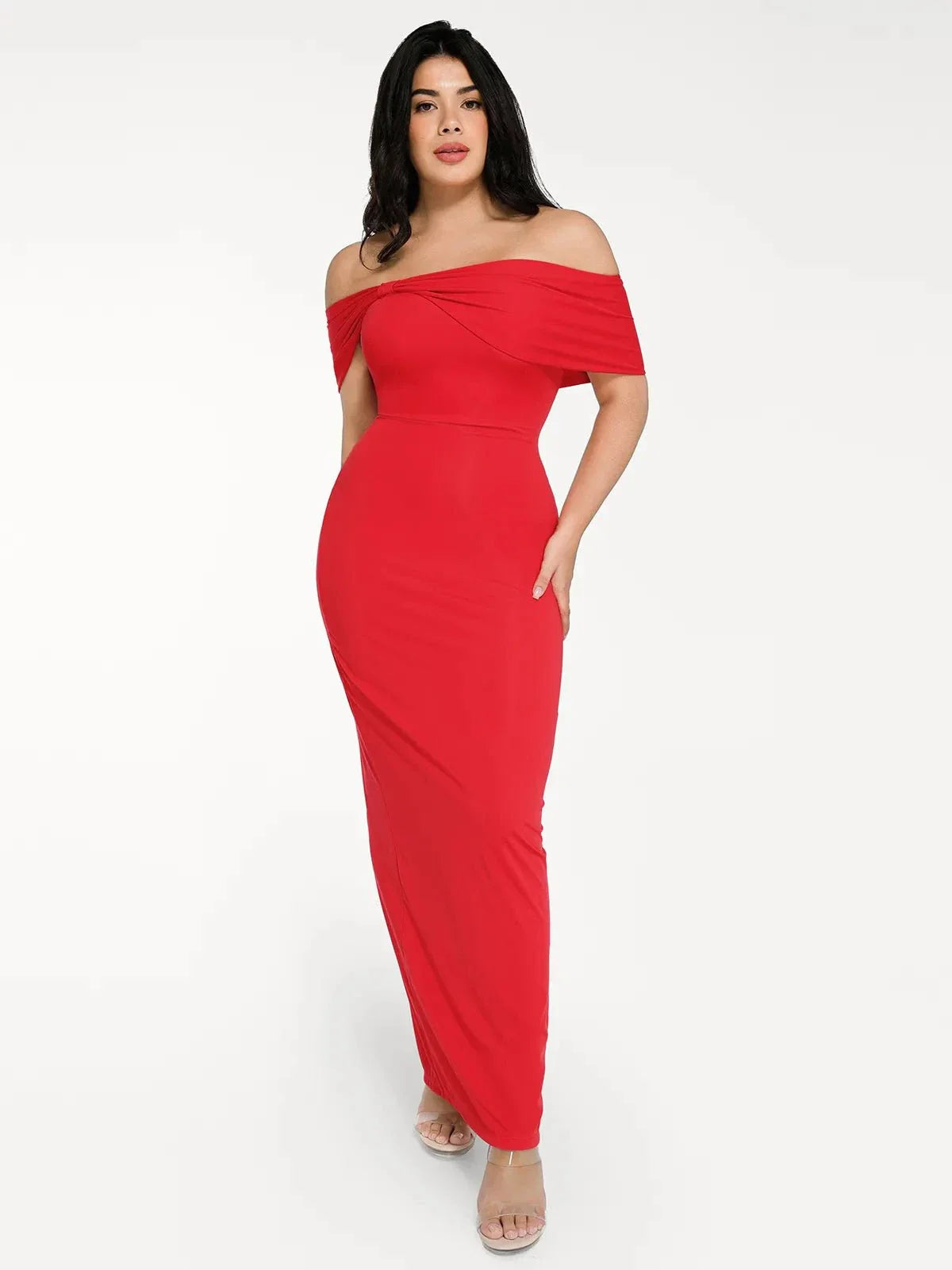 Shapewear Off-the-Shoulder Slim Column Maxi Dress