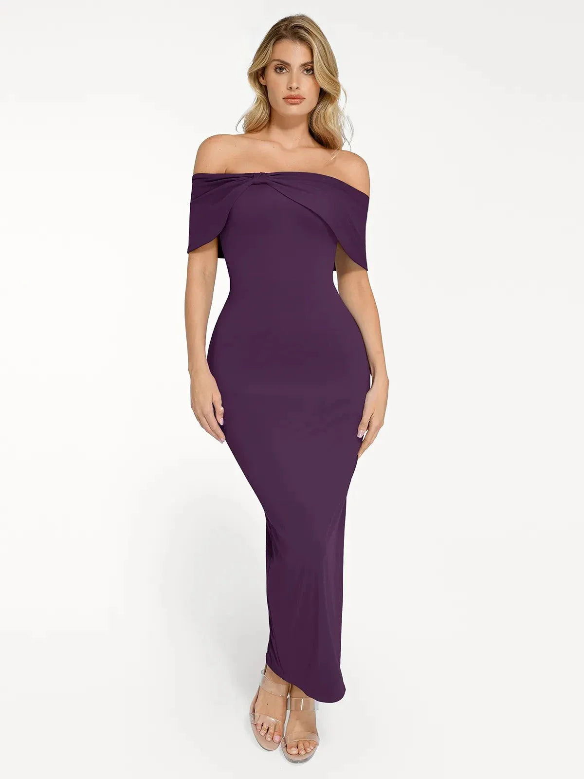 Shapewear Off-the-Shoulder Slim Column Maxi Dress