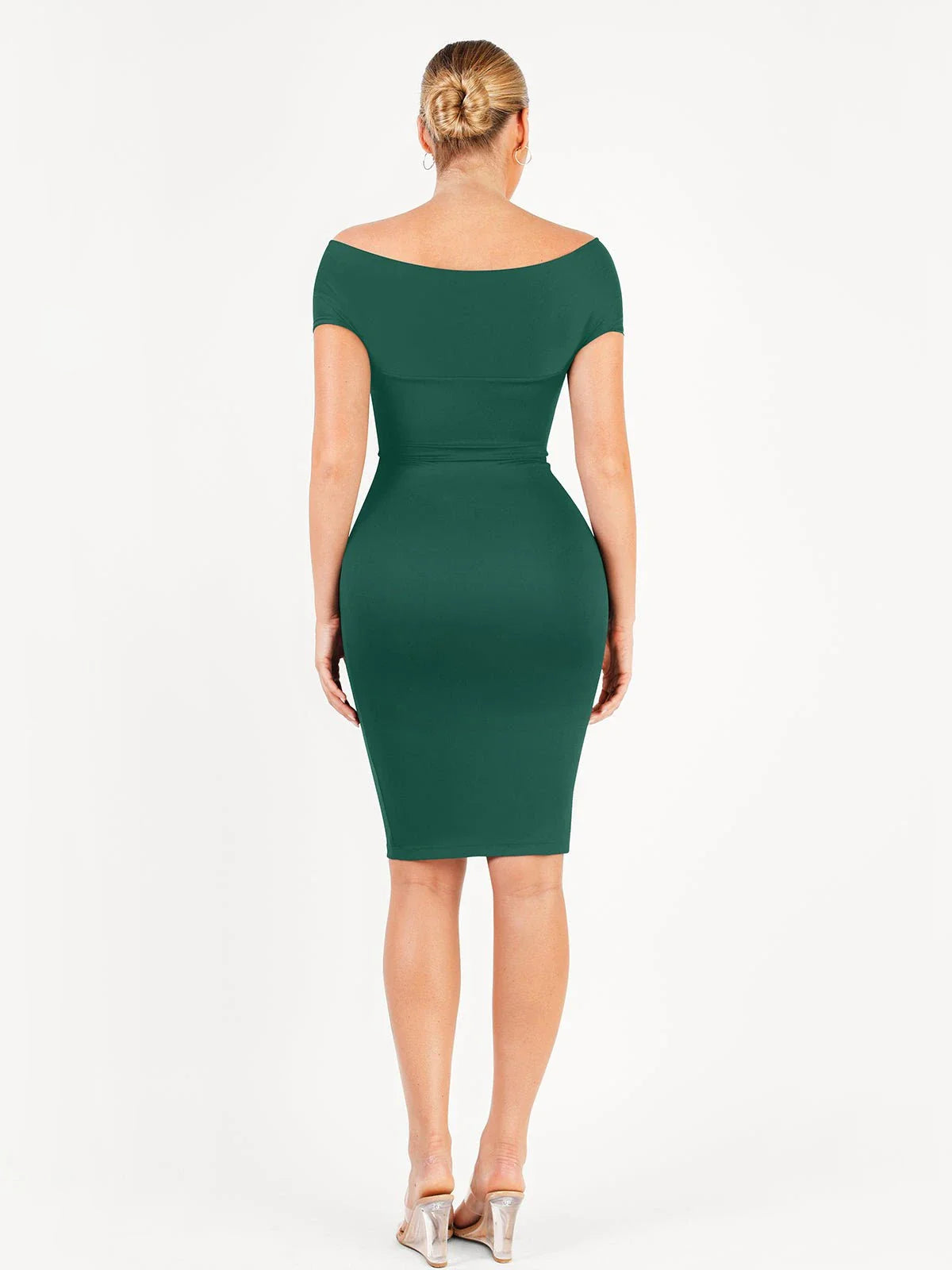 Shapewear Ruched Off-Shoulder Sculpting Midi Dress