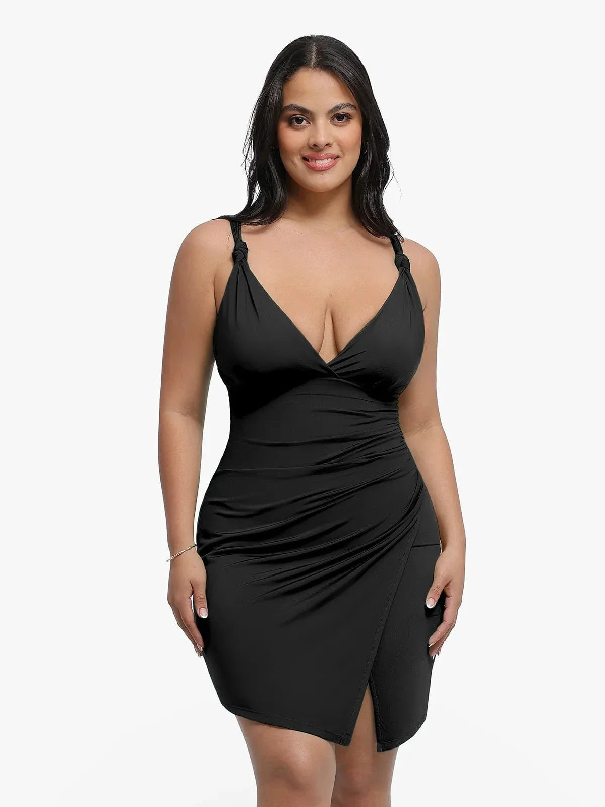 Shapewear Sculpting Side Slit Mini Dress