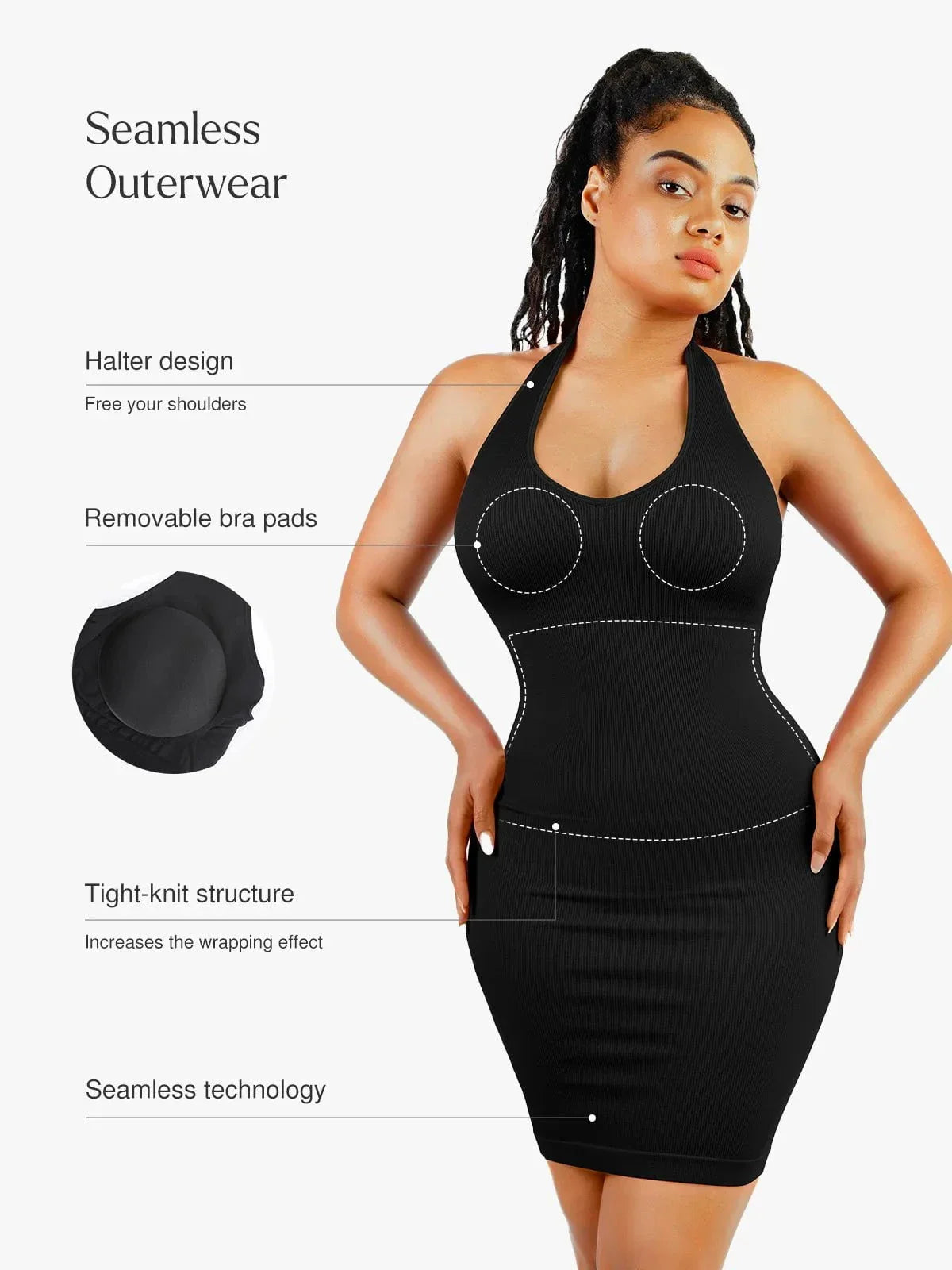 Shapewear Sleeveless Sculpting Seamless Dress Set