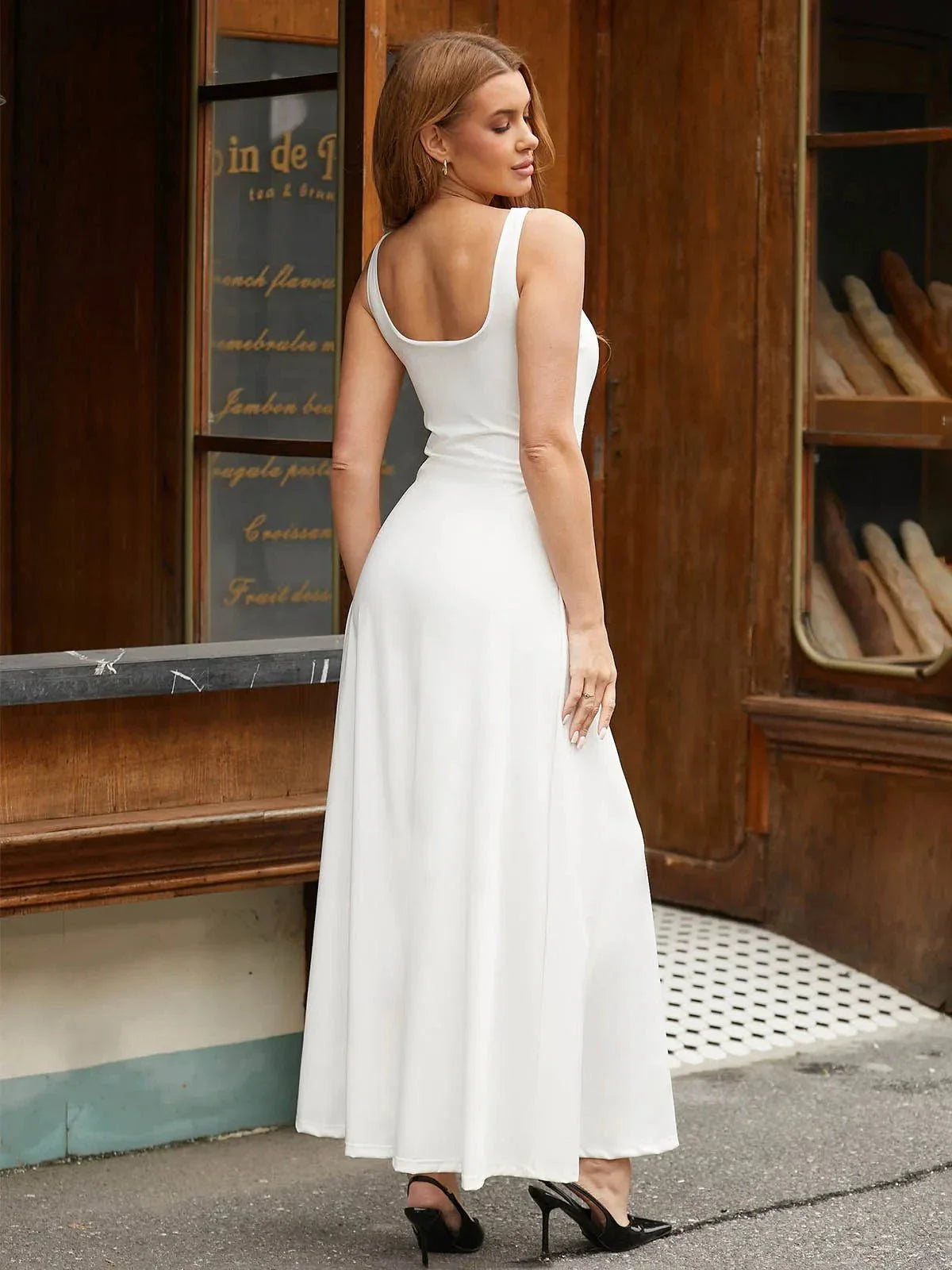 Shapewear Sleeveless Square Neck Houglass A-Line Maxi Dress