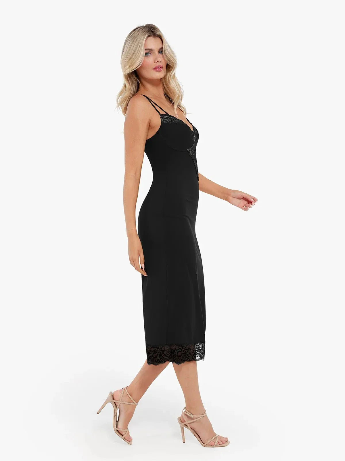 Shapewear Tummy Control Lace Inset Midi Dress